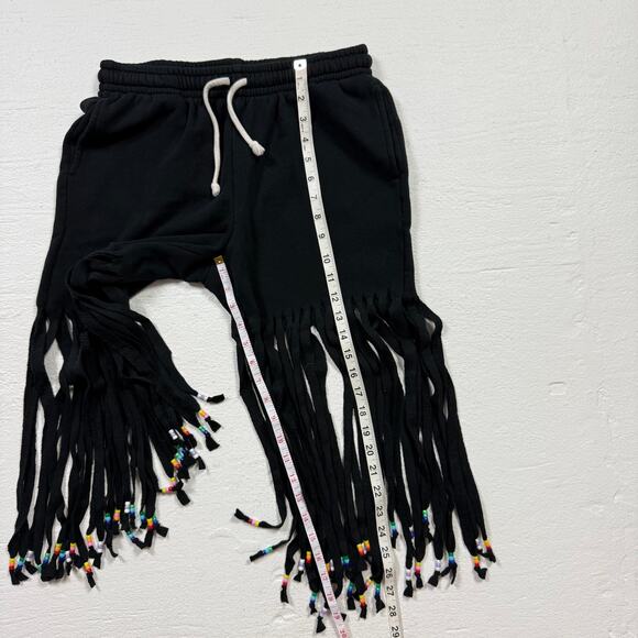 Upcycled Wild Fable Fringe Beaded Sweat Shorts Black, Size Small - Picture 6 of 9